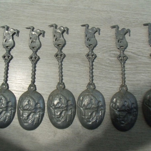 Metal Pewter Spoons used, set of 6 pieces