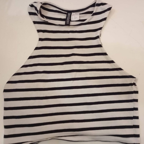 H&M striped short t-shirt used, size XS, black and white