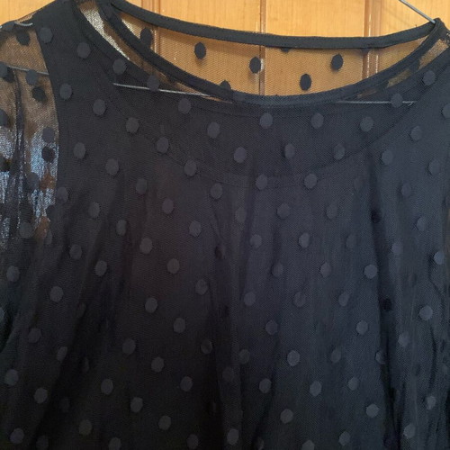 Black polka dot mesh blouse like new with inner top