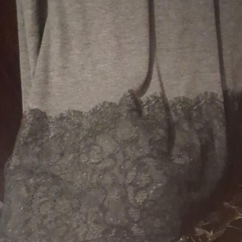 Regalinas One Size Grey Blouse with Open Back and Lace like new
