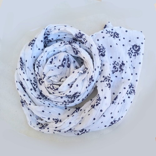 Cotton large scarf Bershka in white and blue