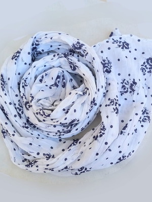 Cotton large scarf Bershka in white and blue