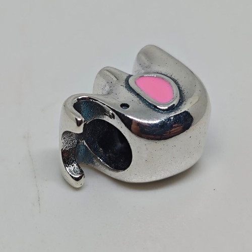 Silver Elephant Charm with Pink Enamel like new