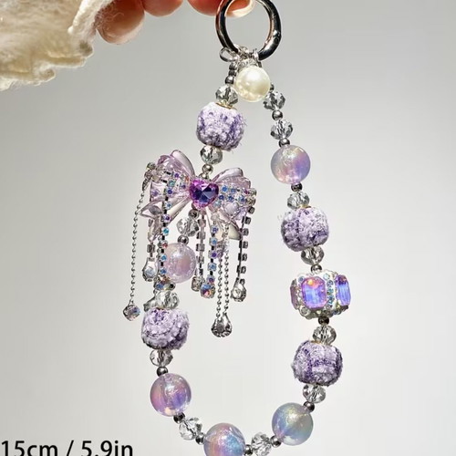 Key chain purple bow handmade, new