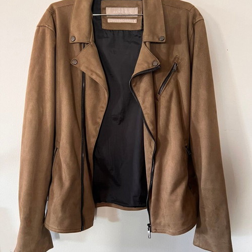 Zara men's jacket brown biker style size L like new
