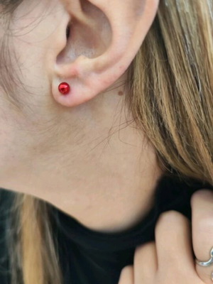 Red pearl earrings new stainless steel