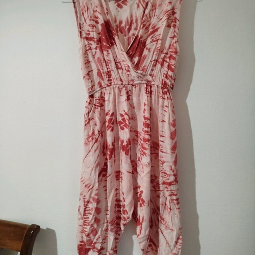 Beach dress size M new, white and red