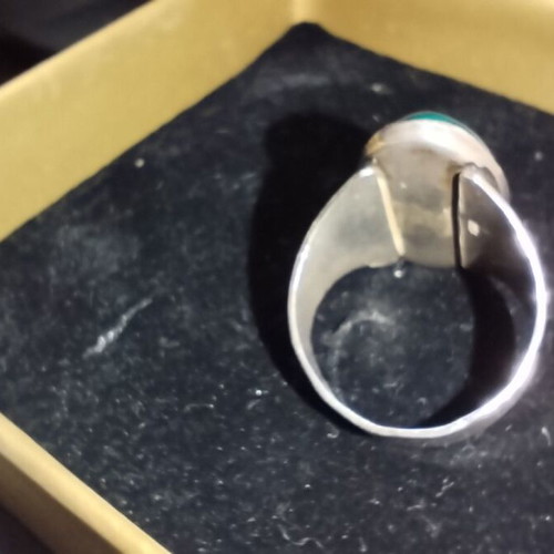 Ασημί 925 δαχτυλίδι με green agate σαν καινούργιο, μέγεθος 54