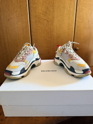 Balenciaga Triple S Low Top Sneakers, size 38, white multi
