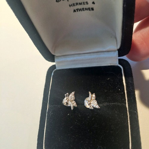 925 Earrings Stud Butterfly Like New, Silver