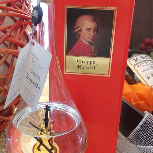 Italian grappa in handmade blown glass bottle new