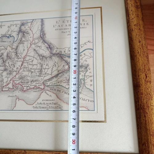 Decorative frame set with old Agrinio photo and historical Aetolia-Acarnania map like new
