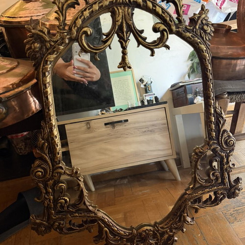 Vintage carved mirror used, 60 years old, baroque decoration