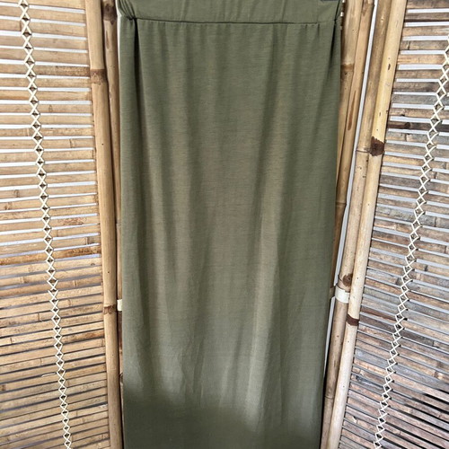 Olive green maxi skirt with double slits, size S
