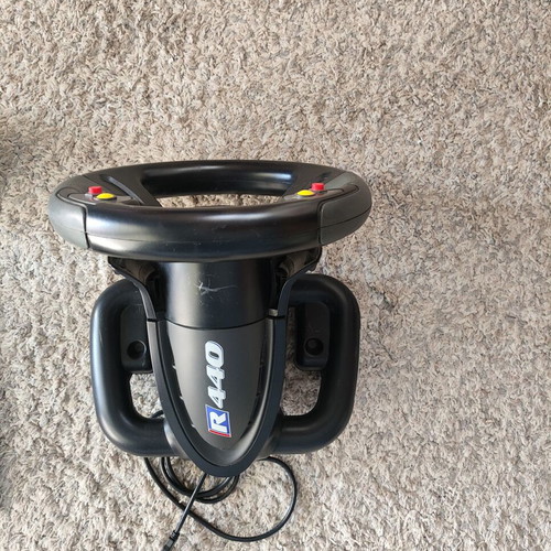 Saitek R440 steering wheel with pedals and mounting base