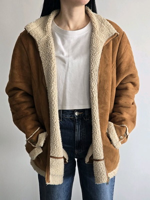 Tan Faux Suede Aviator Jacket like new, brown
