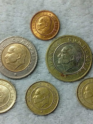Turkish coins used, set of 6, M33-56