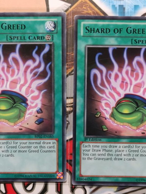 Shard of Greed Rare μεταχειρισμένες κάρτες Yu-Gi-Oh! x2