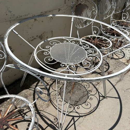 Fer Forge Outdoor Dining Set used, includes cushions