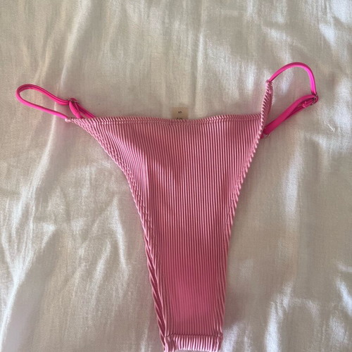 Pink women's bikini set used, high-waisted Brazil style with side strings