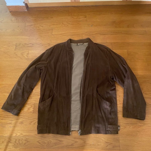 Suede leather jacket brown like new, Italian