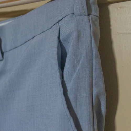 Suit gray and light blue like new, pants size 46 jacket 52