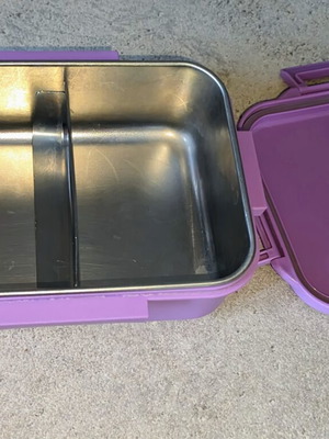 Children's double-use food container, stainless steel interior