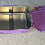 Children's double-use food container, stainless steel interior