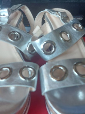 Platform sandals size 38 silver like new