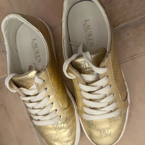 Ralph Lauren women's athletic shoe used, gold, size 37