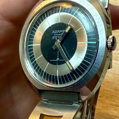 Adams Vintage wristwatch new, 1970s wind-up with original bracelet