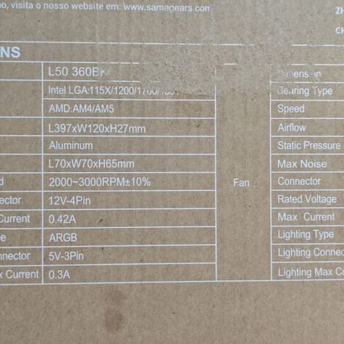 SAMA L50 AIO Water Cooler 360mm with ARGB Pump and 3×120mm Fans