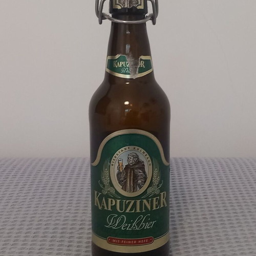 Kapuziner beer bottle used, empty, height 27.5 cm
