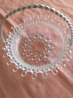 Crystal candy dish old Beyer Sputnik used with silver-plated handle
