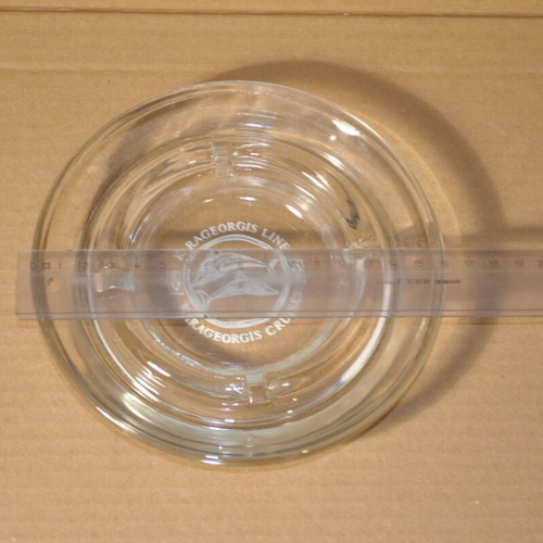 Karageorgis Lines glass ashtray new, 16cm diameter