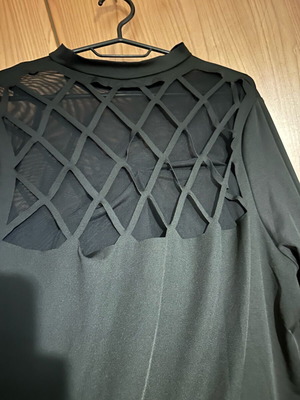 Shein Curve 2XL blouse used with transparency and pearls black