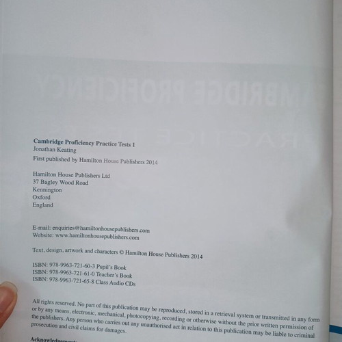 Cambridge Proficiency Practice Tests 1 Teacher's Book like new