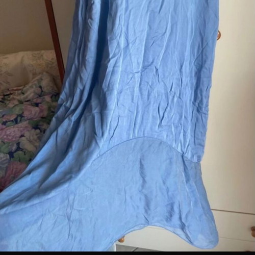 Maxi summer dress with adjustable straps, new, blue and white