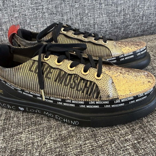Love Moschino women's sneakers size 39 like new, black and gold
