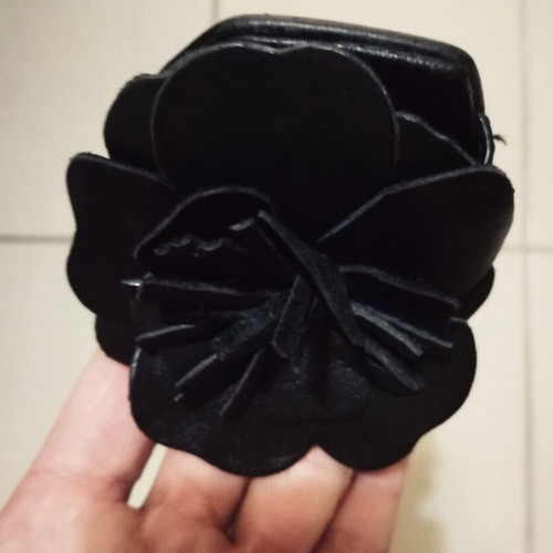 VENERE leather peep-toe ballerinas with embossed flower size 36