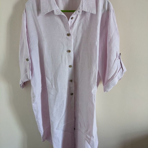 Celestino women's shirt like new, 100% linen, pink and purple, XL