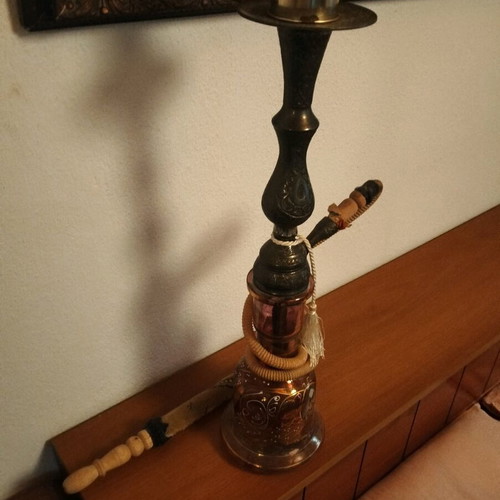 Hookah from Constantinople handmade with wooden mouthpiece like new