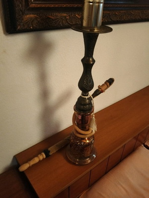 Hookah from Constantinople handmade with wooden mouthpiece like new