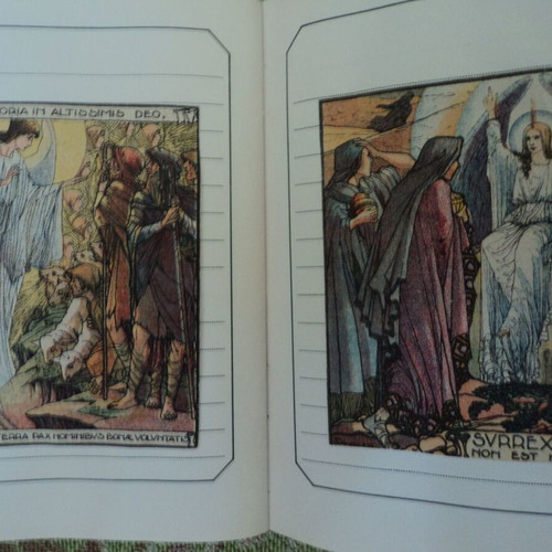 Album with over 50 used religious chromolithograph cards
