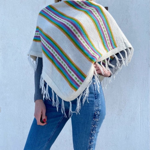 Poncho made of alpaca wool like new, multicolor, one size