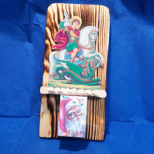 2025 wooden calendar with Saint George new