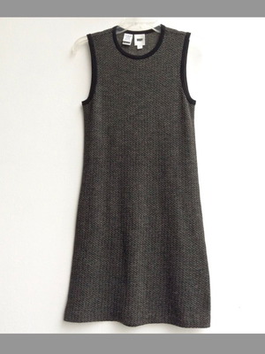 DKNY Herringbone Tweed Knit Sleeveless Dress, US Made - Μάλλινο Πλεκτό Φόρεμα Ψαροκόκκαλο - Size S