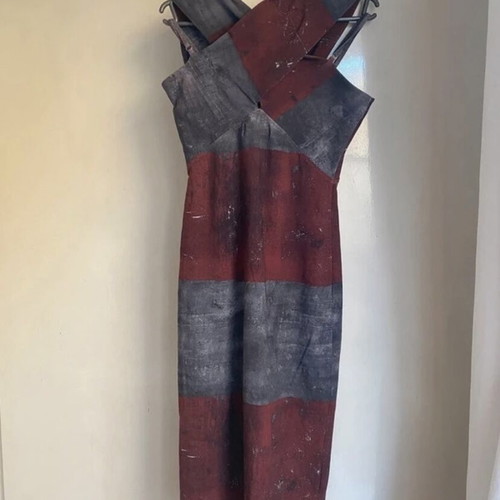 Religion dress midi new, gray and red, size M