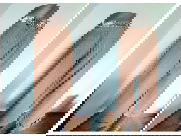 Βιντάζ / "Pepper corn" / Παντελόνι σε γυμνό χρώμα με νήμα λαμέ