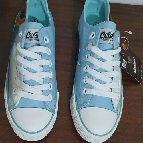 Celdes sneakers new, size 37, blue with artistic design